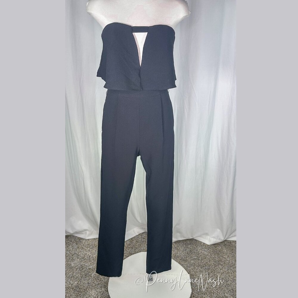 Soieblu Strapless Keyhole Jumpsuit Black